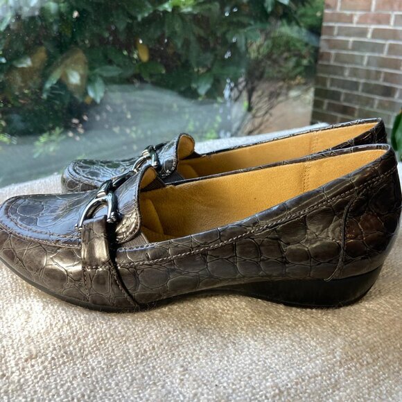 naturalizer NWOT grey croc vegan leather loafers driving shoes, Sz 6.5 - Picture 3 of 7
